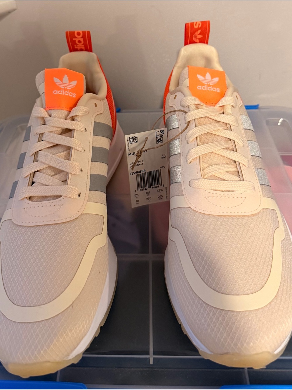 adidas Cream Sneakers with Orange Accents